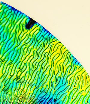 90 (Pie Shaped Corner) Cyan Copper CBS Dichroic on Stream X Black Thin Glass