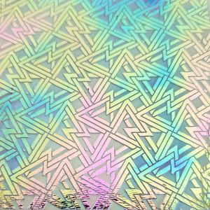 90 Sand Carved Pattern #039 Deco Triangle, Aurora Borealis G-Pink CBS Dichroic on Striking Carnelian Glass