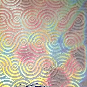 90 Sand Carved Pattern #068 Optic Circles, Aurora Borealis Candy CBS Dichroic on Clear Glass