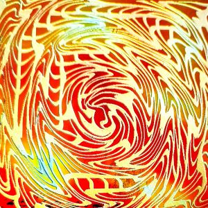 90 Sand Carved Pattern #116 Vortex, Aurora Borealis Candy CBS Dichroic on Smokey Glass