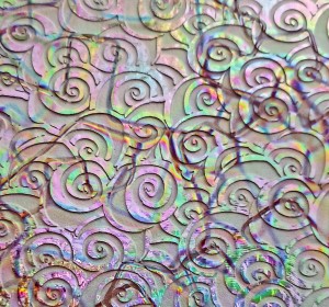 90 Sand Carved Pattern #188 Burton Spiral,  Fusion Mixture Dichroic on Sunset Glass