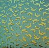 90 Sand Carved Pattern #203 Dolphins, Cyan Copper Dichroic on Gray Op Glass