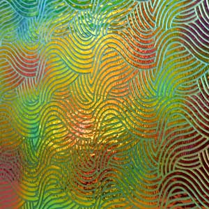 90 Sand Carved Pattern #226 Silk Waves, Aurora Borealis G-Magenta Dichroic on Black Glass
