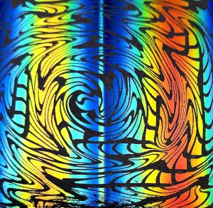 96 Pre Made Etched Pattern #116 Vortex 2, RBC Candy CBS Dichroic on Thin Clear Glass