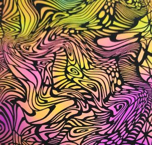 96 Pre Made Etched Pattern #193 Psychodeleic, Aurora Borealis G-Pink CBS Dichroic on Spectrum Thin Black