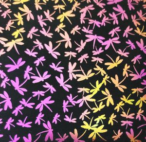 96 Pre Made Etched Pattern #089 Dragonflies, Aurora Borealis G-Magenta #2 CBS Dichroic on Thin Black Glass