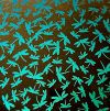 96 Pre Made Etched Pattern #089 Dragonflies, P-Teal Dichroic on Thin Clear Glass