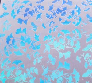 96 Pre Made Etched Pattern #104 Small Ginkgo, Aurora Borealis Silver Blue Dichroic on Thin Clear Glass