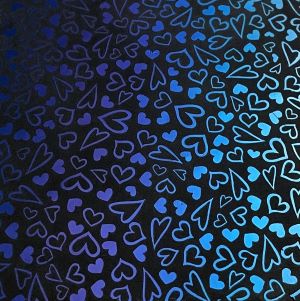 96 Pre Made Etched Pattern #222 Dancing Hearts, RB2 (Cool) CBS Dichroic on Thin Black Glass