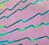 96 Sand Carved Pattern #116 Vortex 2, Voltage G-Pink Dichroic on Blue & Emerald Swirl Glass